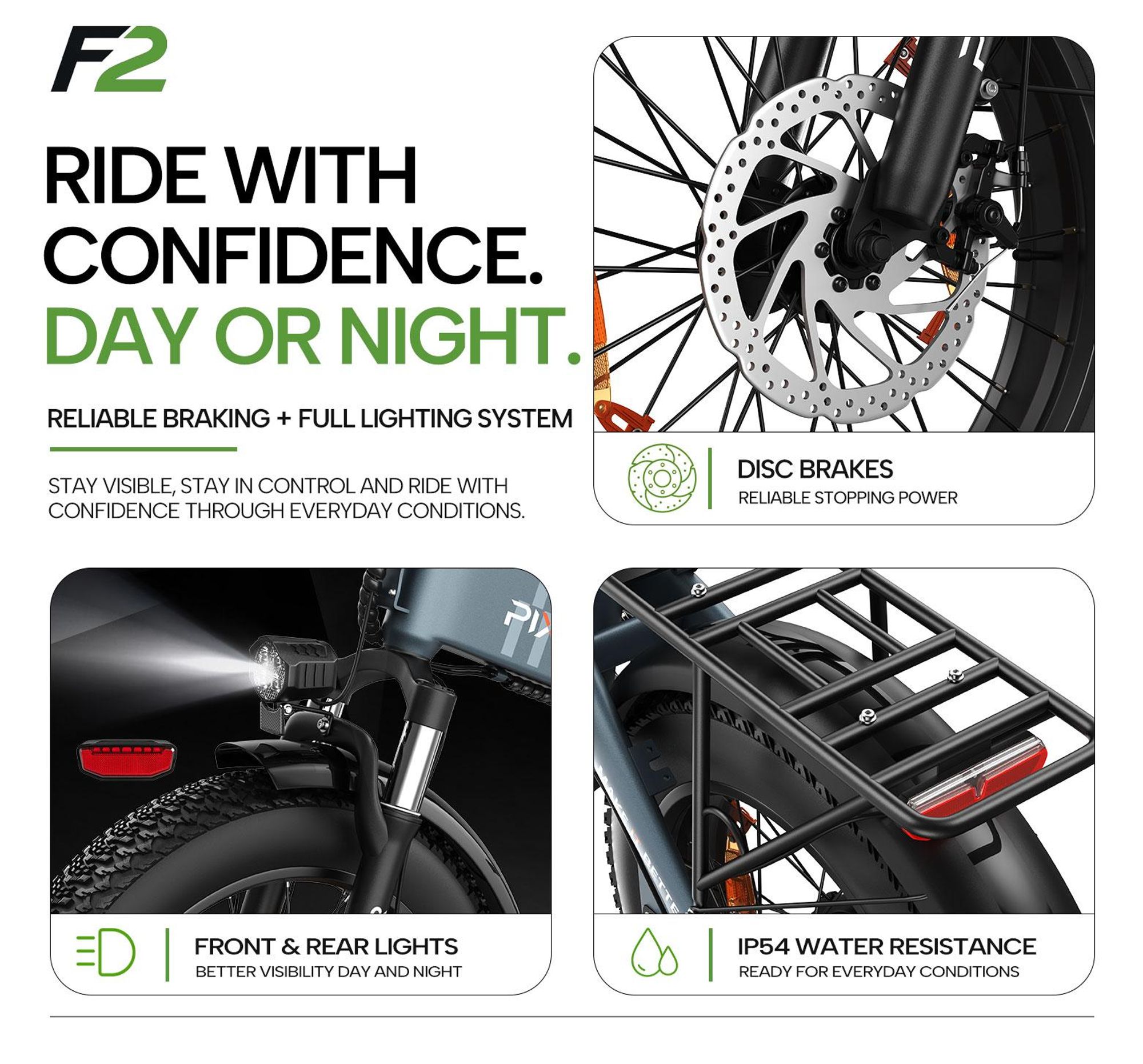 E-Bike Pixar F2 250W 48V15Ah Scheibenbremse - Schwarz