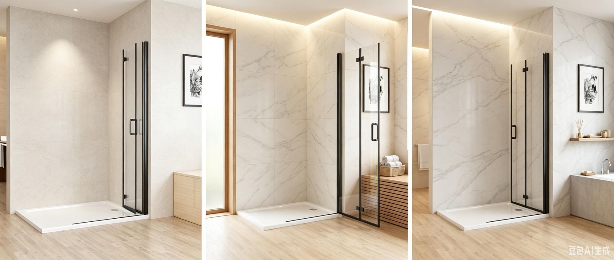 MIQU Nischentür 80 x 185 cm Walk in Duschabtrennung Faltbar Duschwand für Dusche Matt Schwarz Pendeltür Falttür Duschtür aus ESG Glas Rahmenlos