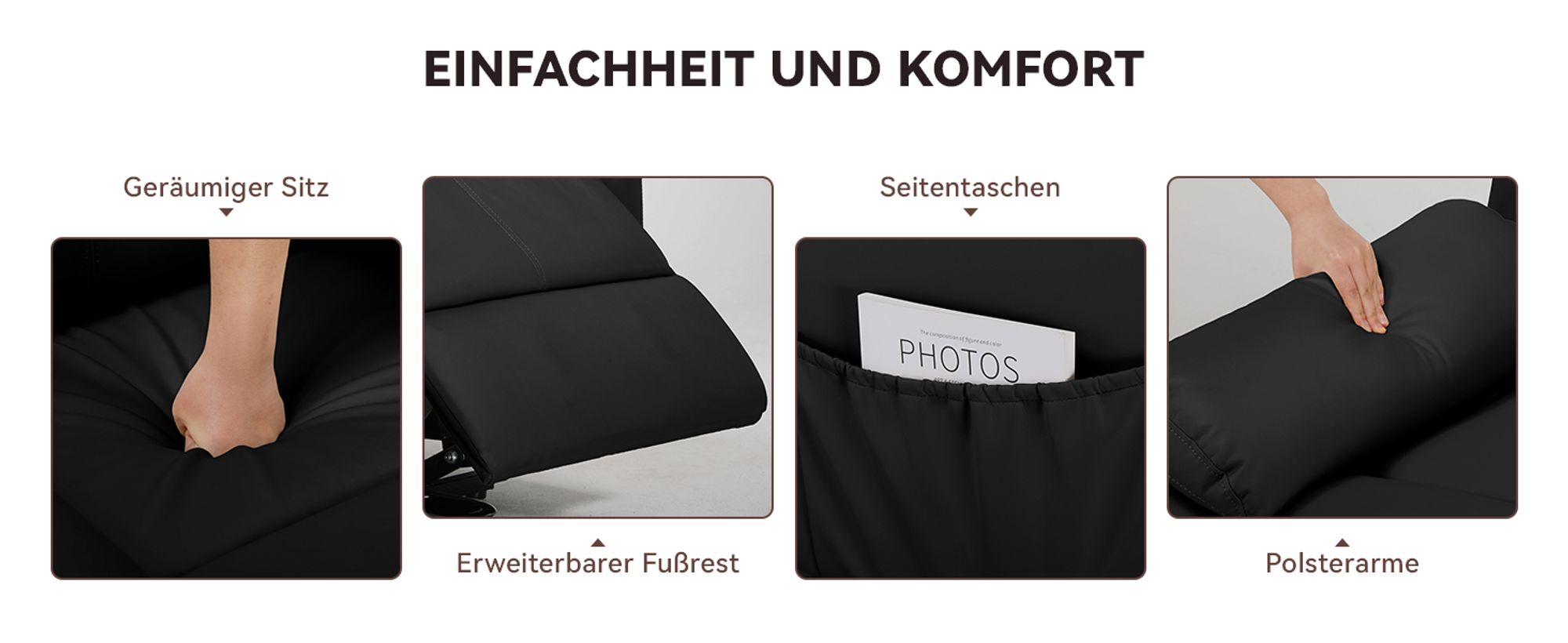 COMHOMA Massagesessel Elektrischer Relaxsessel XL 200kg belastbar, gemütlich und weich Ergonomischer Messagesessel Liegesessel für ältere Menschen