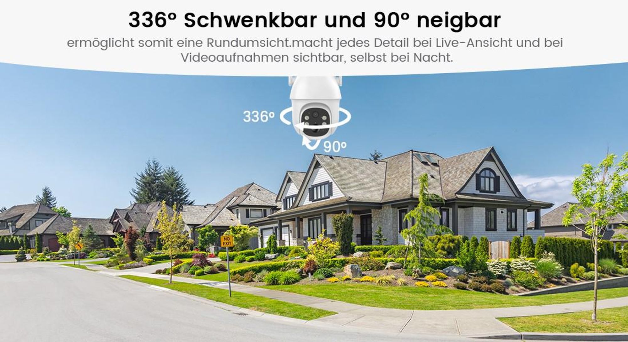 4G LTE Überwachungskamera Aussen Solar mit SIM Karte 2K HD 3MP PTZ Kabellos Kamera 355°/90° Schwenkbar Farb/IR Nachtsicht, 2-Wege-Audio, 64GB