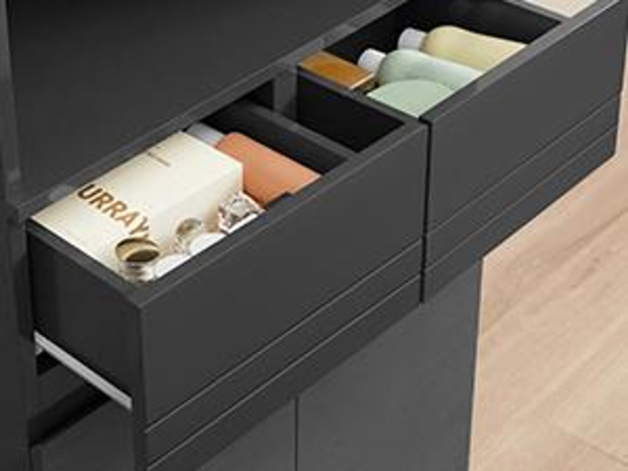VASAGLE Hochschrank mit Schublade, verstellbaren Ablagen, Badschrank für Badezimmer, offenes Fach, 170 cm, schwarz