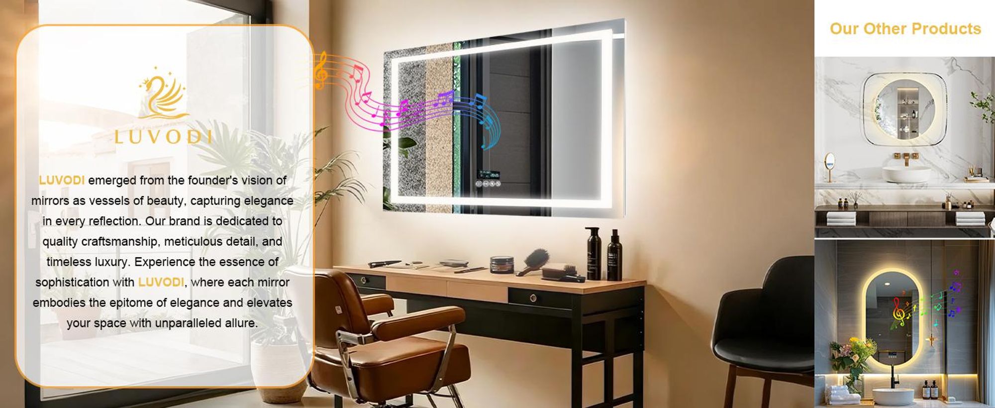 WISFOR LED Badspiegel mit Bluetooth Lautsprecher, 100x70cm Badezimmerspiegel mit Beleuchtung 3 Lichtfarbe, LED Wandspiegel dimmbar beschlagfrei