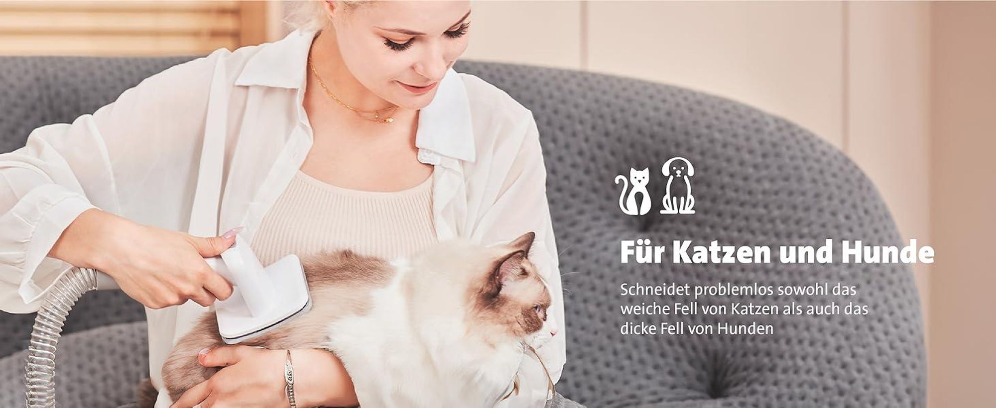 Molly&Cody SAMSON 7-in-1 Fell-Schermaschinen-Set mit Tierhaar-Absaugung für Hund & Katze (6 Aufsätze, kontaktlose Entleerung)