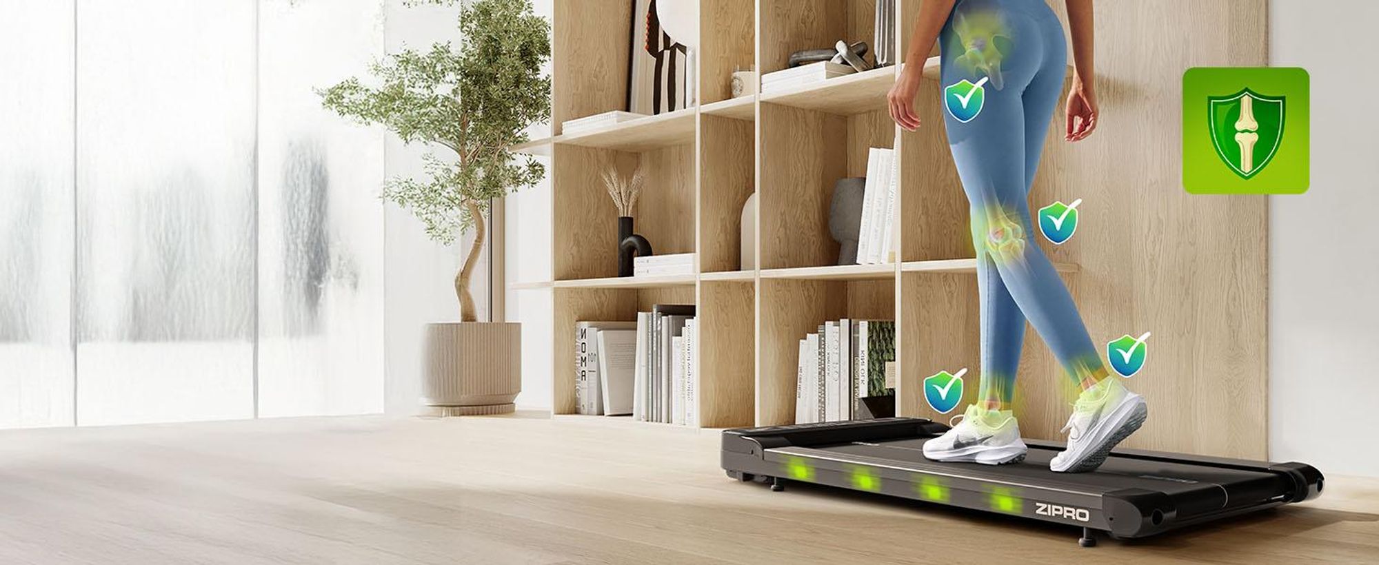 ZIPRO Catwalk Walking Pad – Elektrisches Laufband für den Schreibtisch, Ultraflach & Kompakt, Gehband für Home Office – Mit App-Kompatibilität, 1-6 km