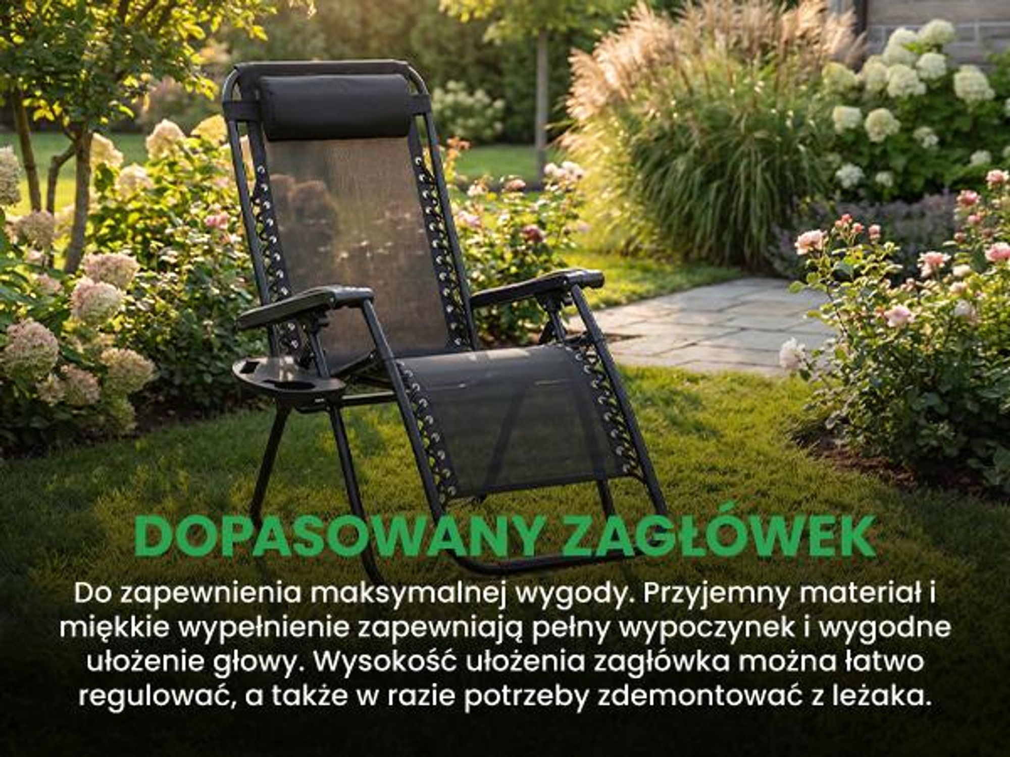 Leżak ogrodowy składany do ogrodu i na taras
