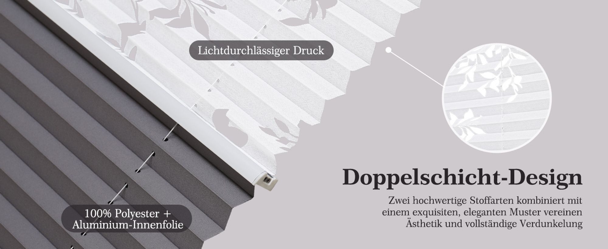 Sekey Plissee 60×130 cm Faltrollo Klemmfix Ohne Bohren Fensterollo Verdunkelung Plisseerollo mit Lichtdurchlässig Ausbrenner-Muster Faltrollo Jalousie