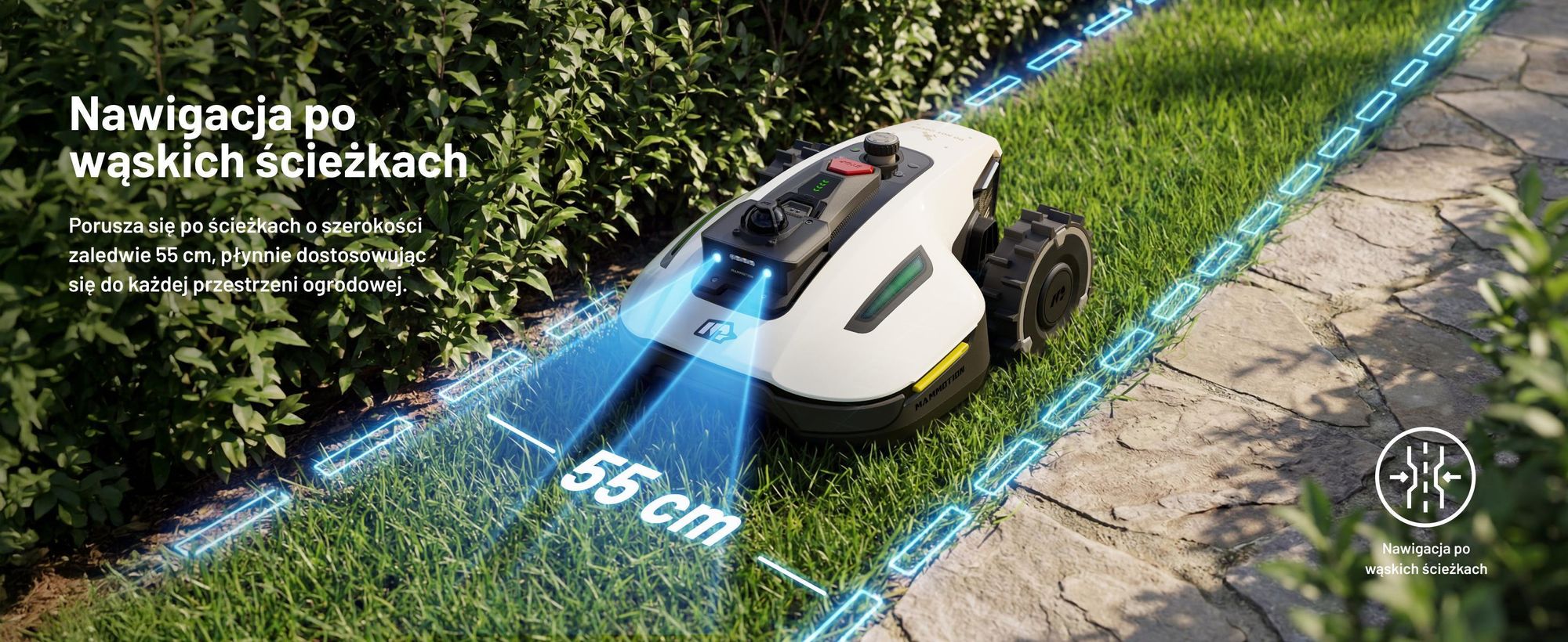 Robotická kosačka Mammotion YUKA Mini 2 1000 s garážou a umývacím stojanom, do 1000 m², DropMow, auto mapovanie, kosenie okrajov, APP