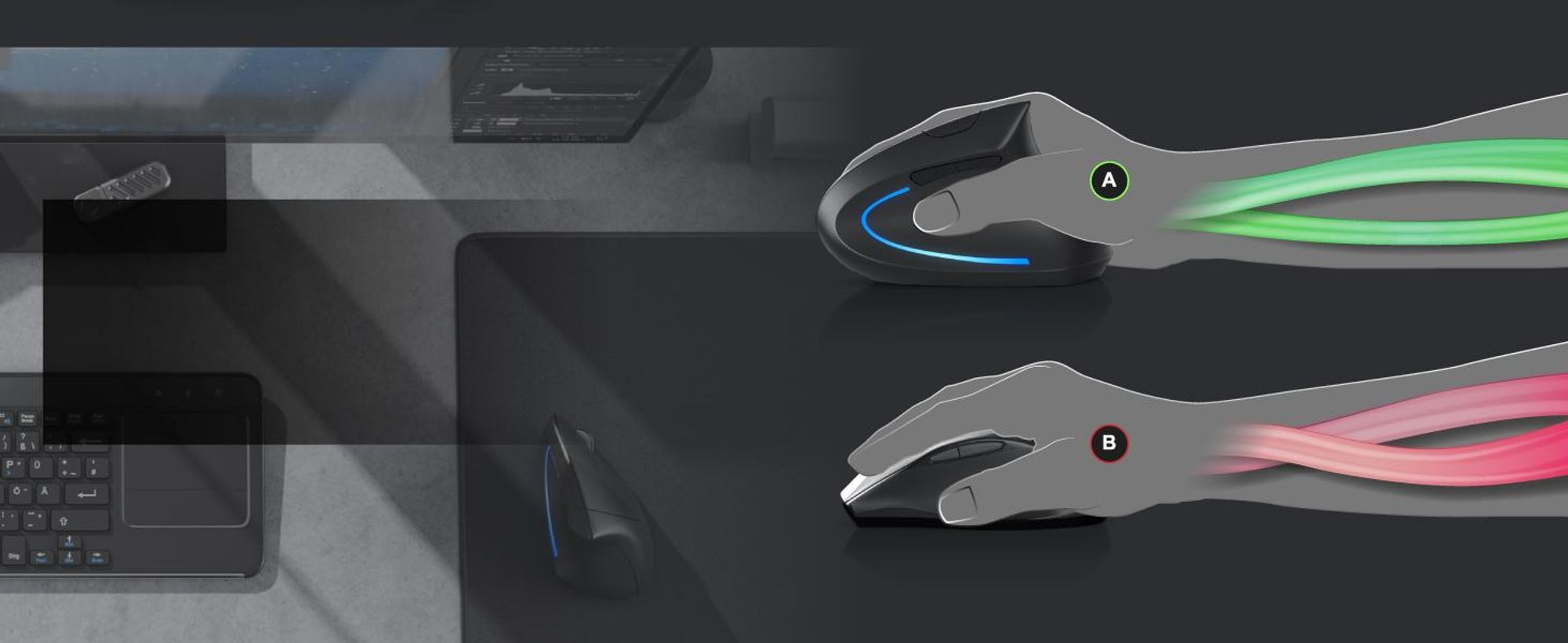 TITANWOLF - Maus Vertikal Wireless - ergonomische Funk Vertikalmaus 2,4 Ghz - USB Vertical Mouse – Funkmaus ergonomisches Design - armschonend - kompatibel mit PC und MAC