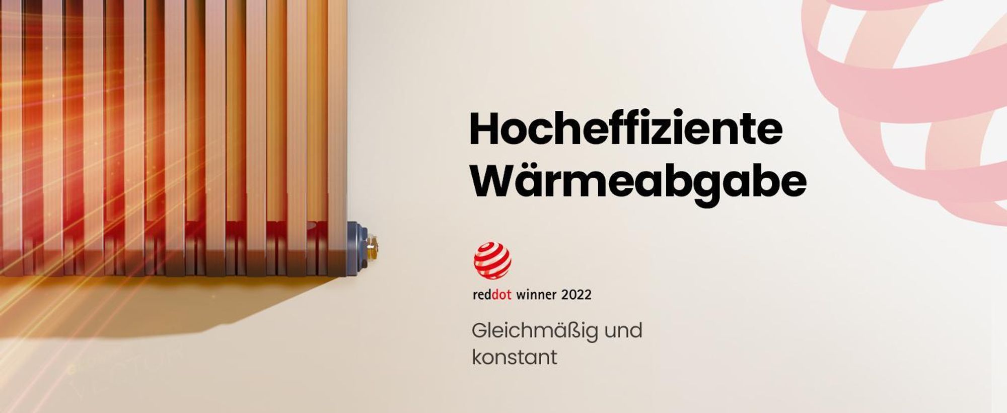 EMKE Design-Heizkörper D-Form 1800x348mm 1611W Red Dot Award Winner Anthrazit – Vertikal Montage, für 21,5 m², Bad & Wohnzimmer ohne Heizstab
