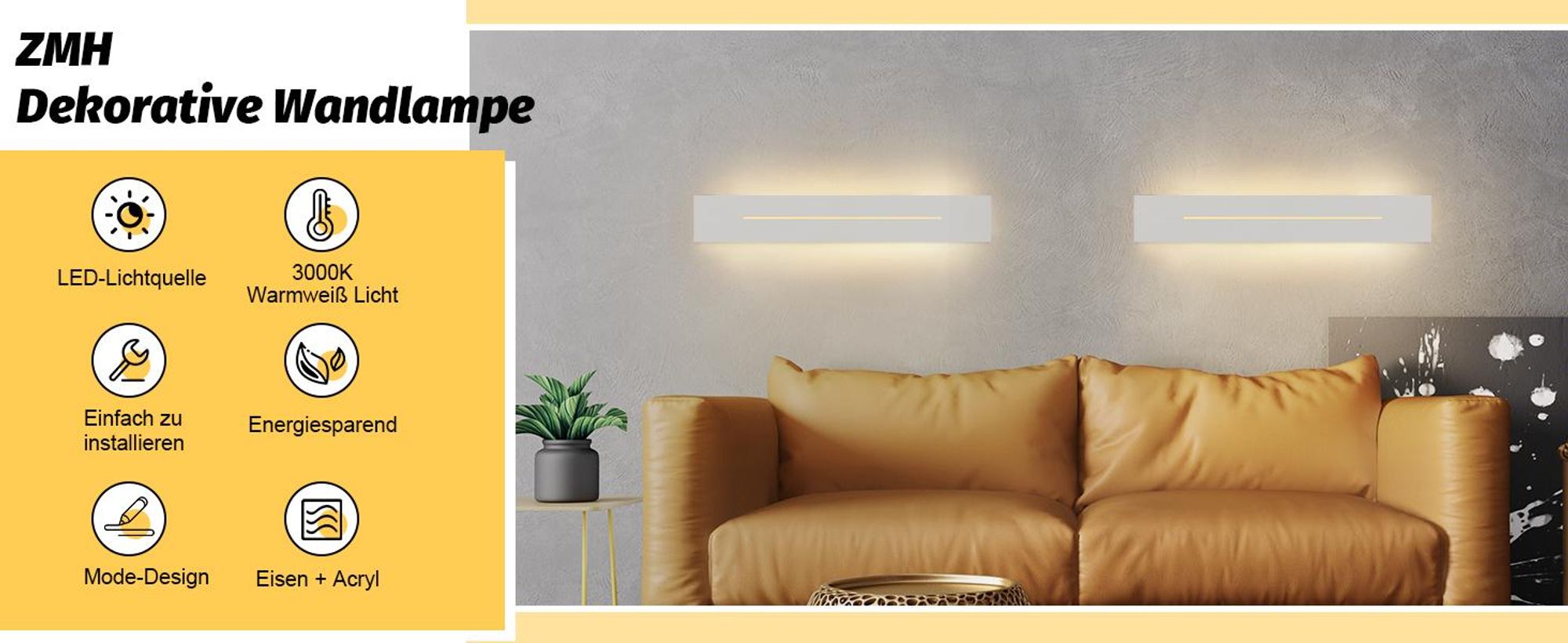 ZMH nástěnné světlo vnitřní nástěnné svítidlo LED 30CM moderní chodbová lampa teplá bílá ložnice bílá schodišťová lampa 8W nástěnné osvětlení