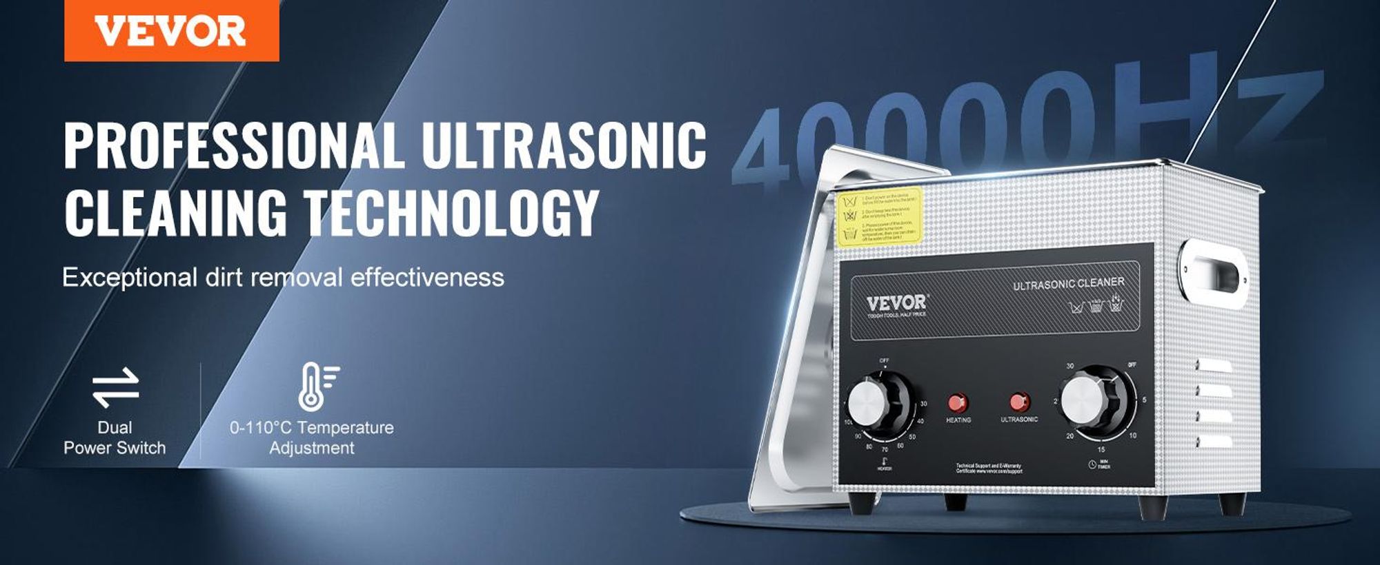 VEVOR 3L Ultraschallreiniger mit Heiztimer und Korb professionelle digitale Schallkavitationsmaschine, 120 W Reinigungsmaschine für Uhreninstrumente Brillen Münzen Metallteile Werkzeuge Silber
