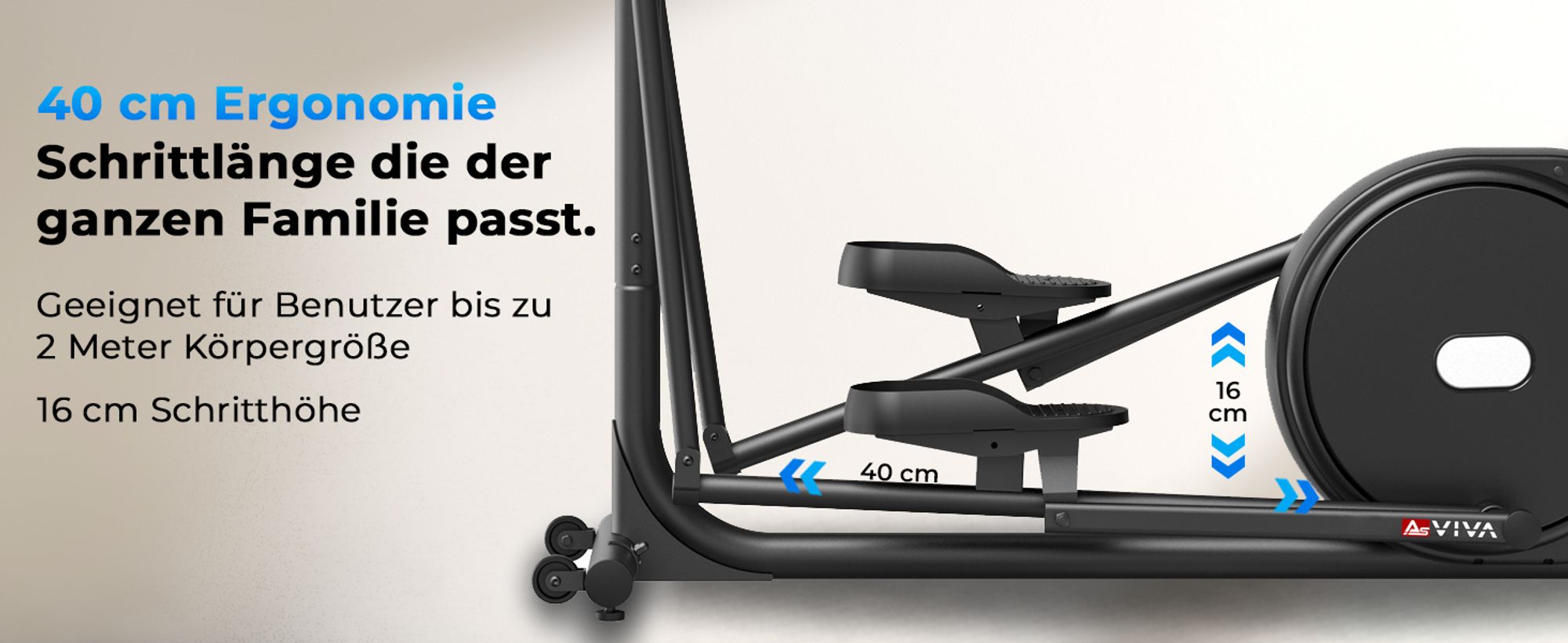 Crosstrainer Heimtrainer für Zuhause AsVIVA C29 Pro Bluetooth 21 Programme