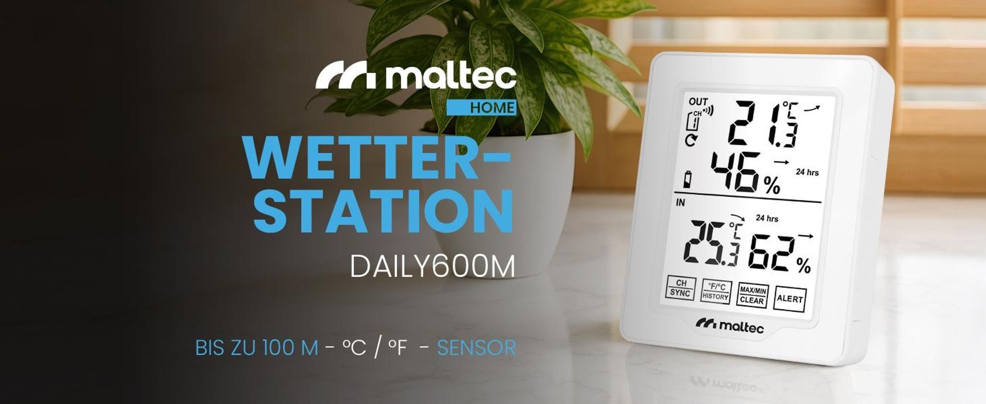 Kleine Wetterstation mit außensensor mit Thermometer Hygrometer