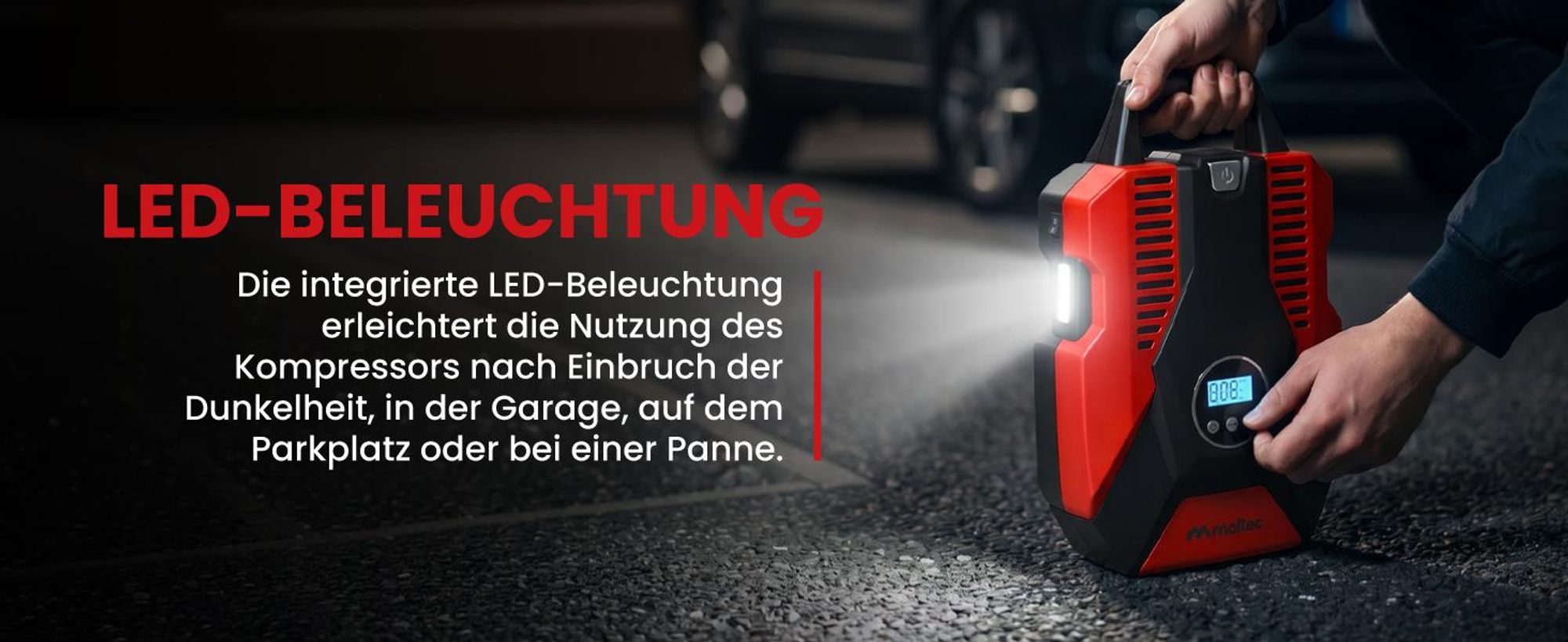 Starke Auto Kompressor 12V Reifenfüller mit 150 PSI Digitalanzeige 3 Düsen für Auto, Fahrrad