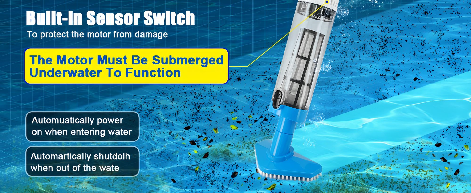 3-in-1 Kabelloser Poolstaubsauger | Wiederaufladbares Pool-Staubsauger-Set | Mit Filterelement Sonstiges Poolzubehör,für Sand und Schmutz,0.25l,Blau