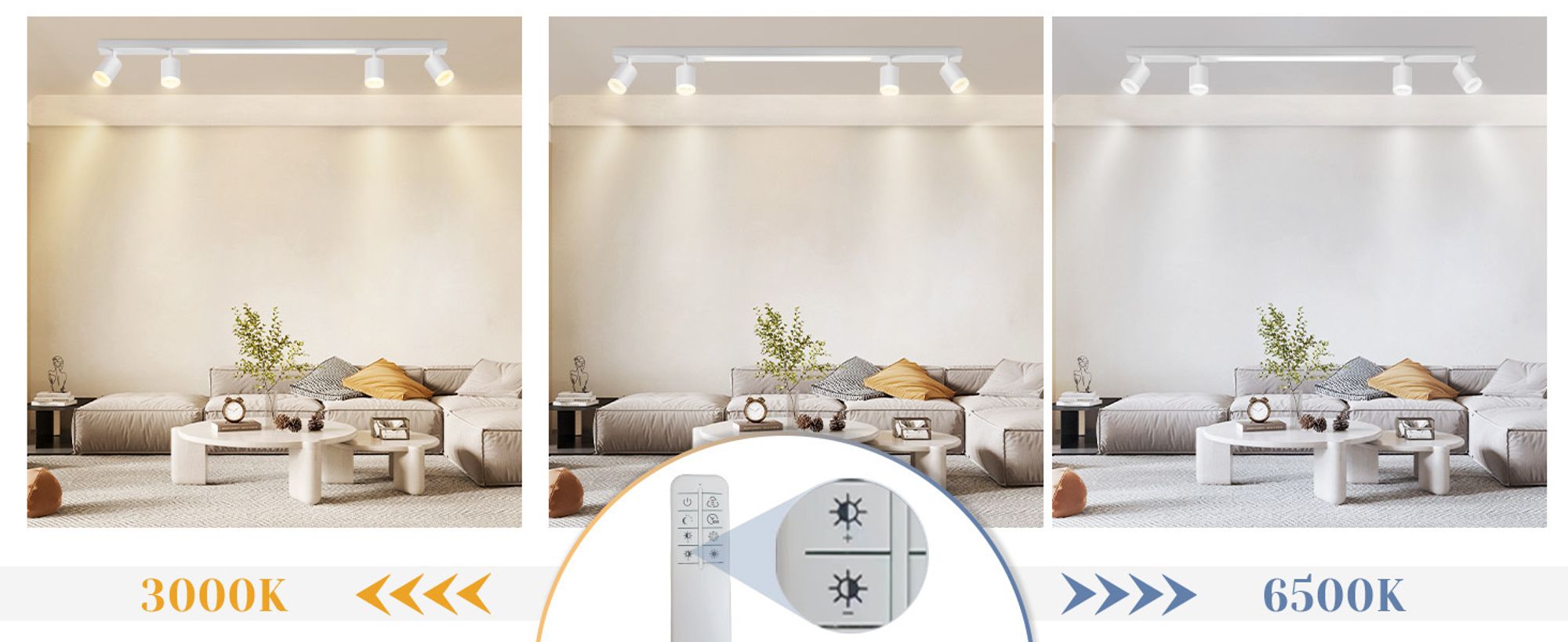 ZMH Deckenleuchte Weiß 4 Flammig Deckenstrahler Dimmbar Deckenlampe mit fernbedienung Schwenkbar 350° Modern für Wohnzimmer Küche Schlafzimmer