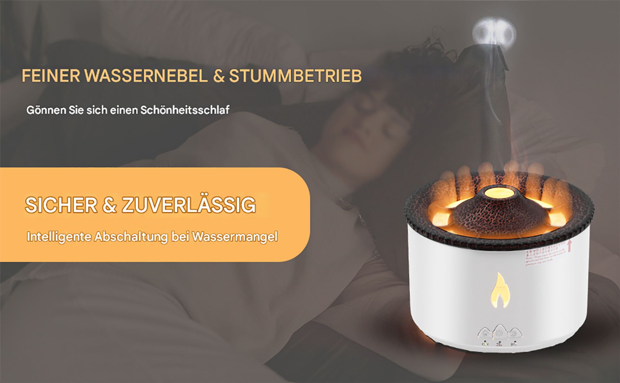 Diffusor, 360ml Vulkan Diffusor, Flammen-Aroma-Diffusor, Elektrische Timing-Funktion, Lichtwechsel, Nachtlicht & Fernbedienung Luftbefeuchter, Vulkan