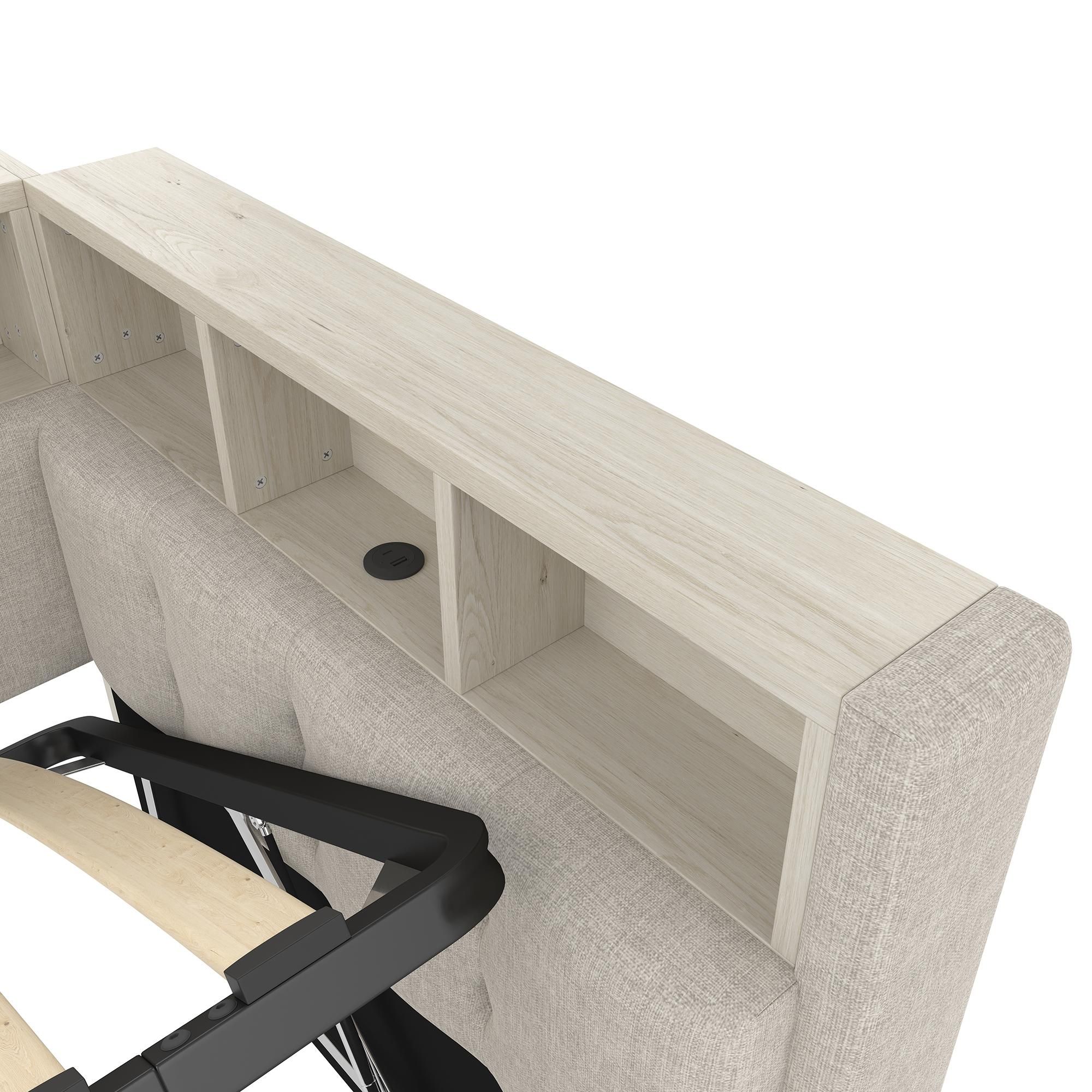 Merax Tagesbett Schlafsofa 90x200cm, mit LED, USB, Typ-C, Hydraulischer Stauraum, Staufächer, Daybett, Kinderbett, Polsterbett, Leinen, Beige
