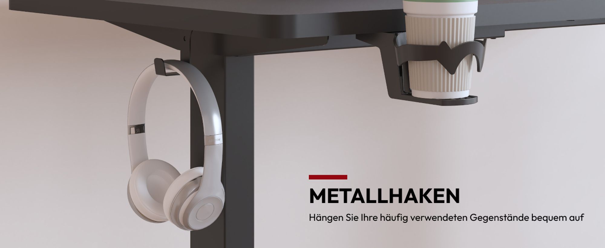 SANODESK Höhenverstellbarer Schreibtisch elektrisch 4 Memory-Funktion Antikollisionsschutz, 70kg Tragkraft, mit Haken und Ablagebox 110x54cm(Schwarz)