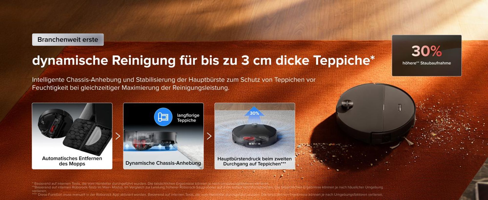 Roborock Saros 20 Sonic Staubsauger Roboter, 36.000 Pa Saugroboter mit Wischfunktion, Dual Anti-Tangle System, 7,98cm Ultra-Slim Design (Schwarz)