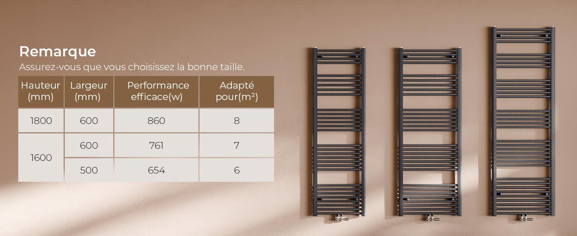 S'AFIELINA 160 x 50cm Radiateur sèche-serviettes Radiateur sèche-serviettes Raccord central Chauffe-serviettes droit Anthracite avec vanne,654W