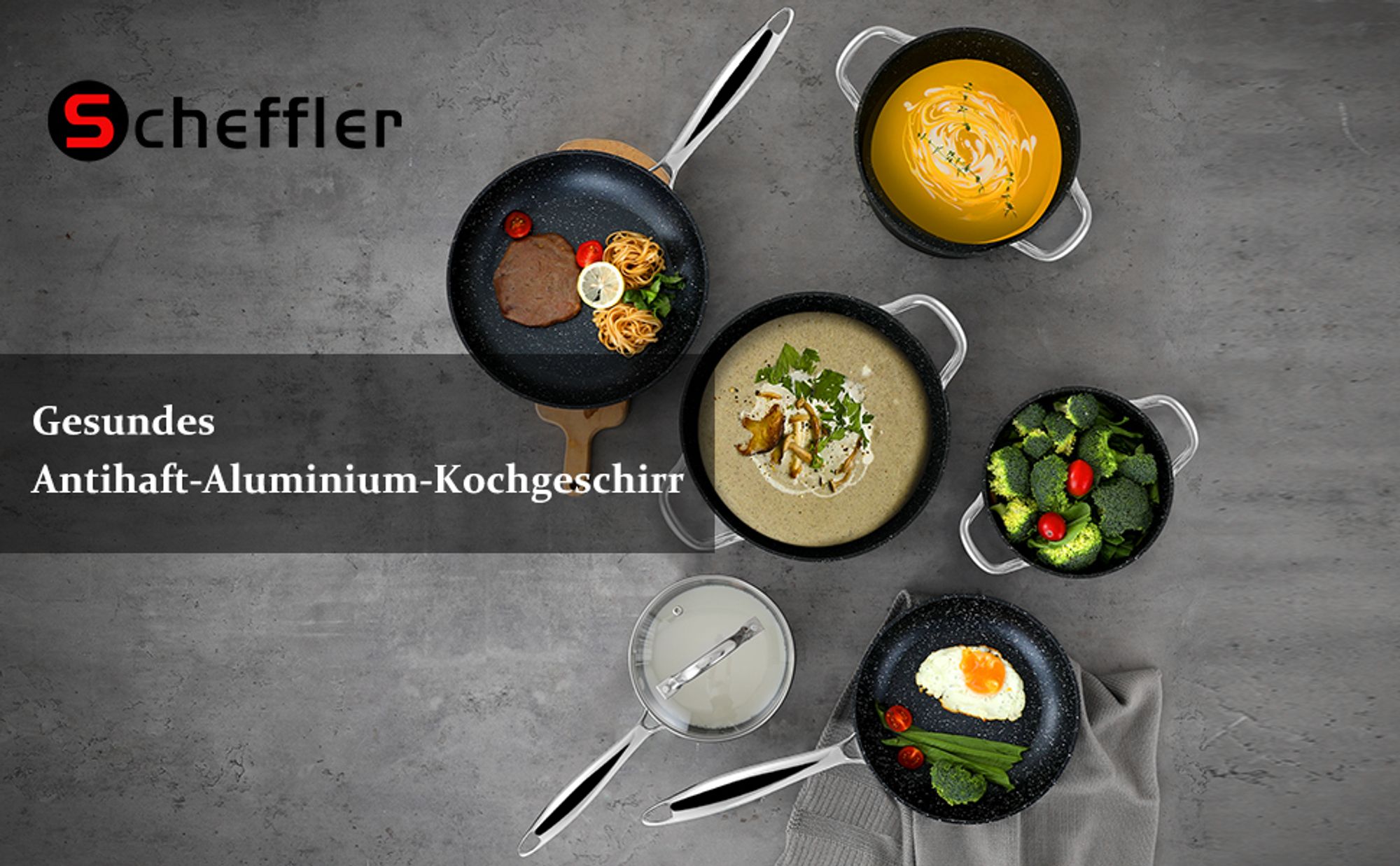 Topfset, Scheffler Topfset Induktion 15-teilig, Töpfe mit Glasdeckel, Kochtopf-Set chopper