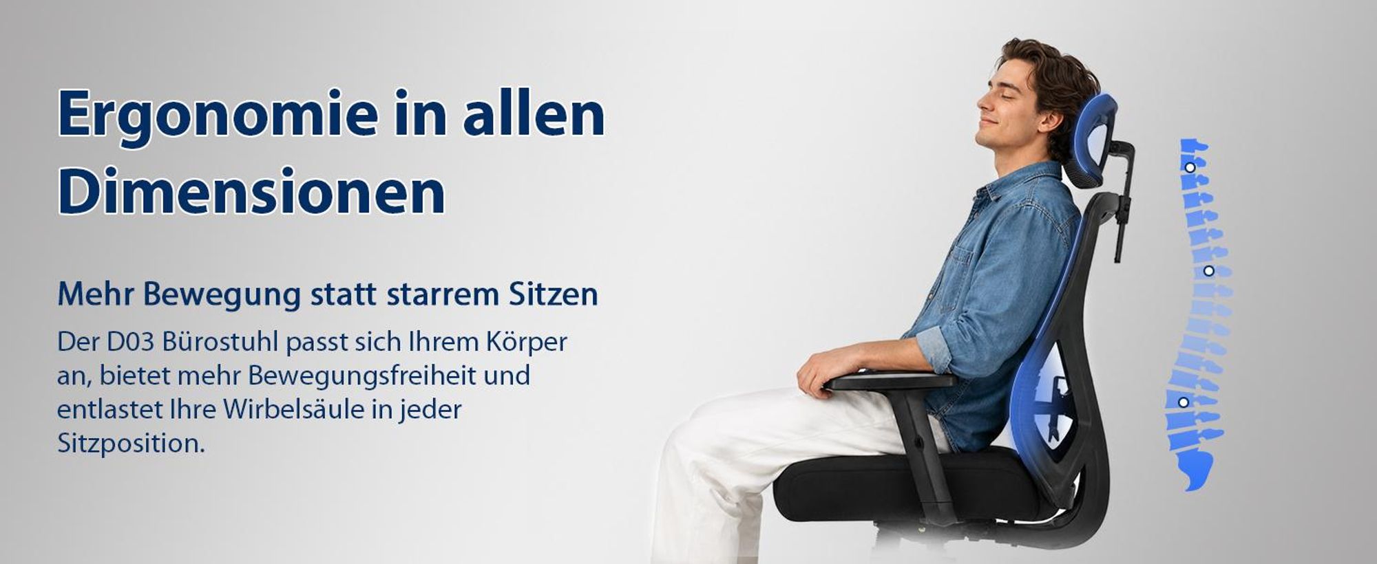 Bürostuhl, Ergonomischer Bürostuhl, Schreibtischstuhl mit Kopfstütze, Große Armlehnen Bürostuhl, Drehstuhl, Chefsessel, Belastbarkeit 200kg