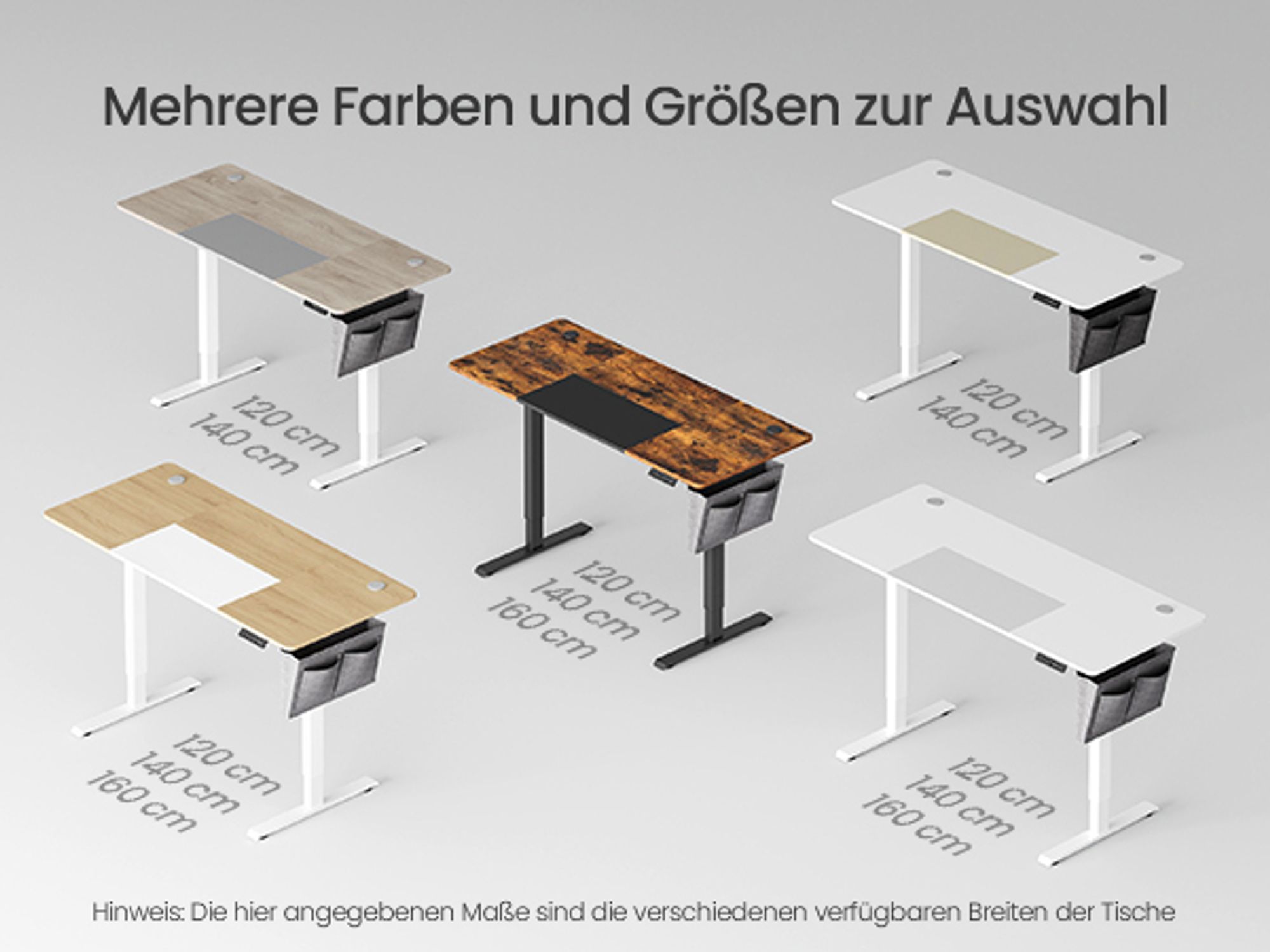 SONGMICS Höhenverstellbarer Schreibtisch elektrisch 160cm mit 4 Höhen