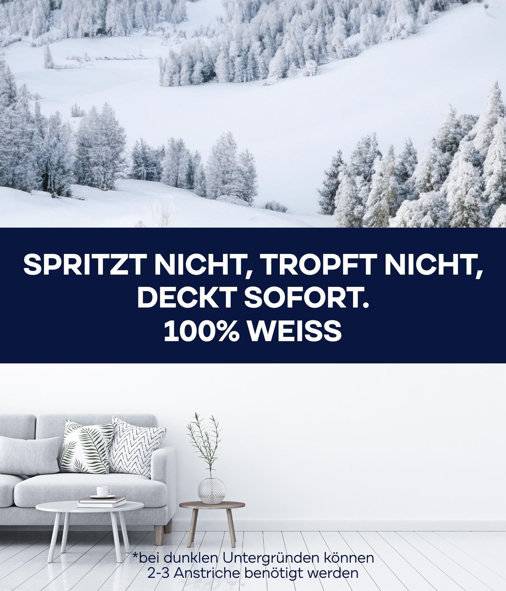 Plid Wandfarbe Schneeweiß 5L – für ca. 30m² / Innenfarbe Weiß mit hoher Deckkraft – matte Dispersionsfarbe, spritz- & geruchsarm