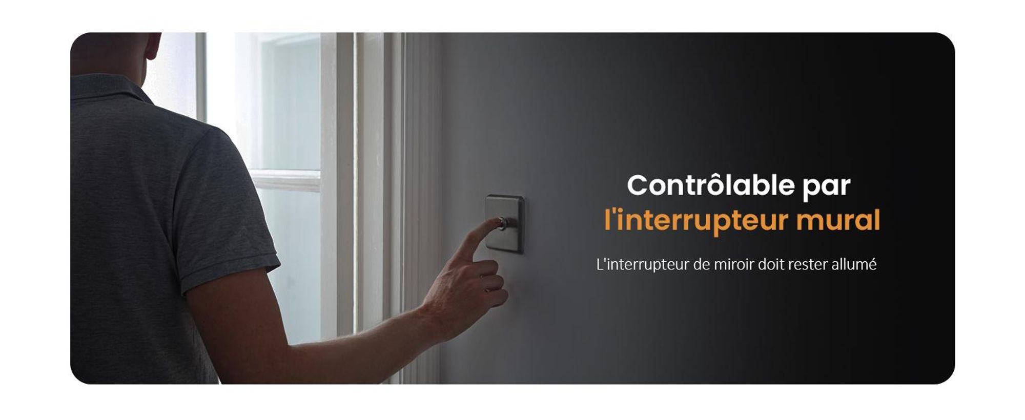 Miroir de salle de bain LED EMKE 50 x 70 cm avec éclairage et traitement anti-buée, miroir mural avec interrupteur mécanique Miroir de salle de bain 3000 K/6500 K Couleurs de lumière