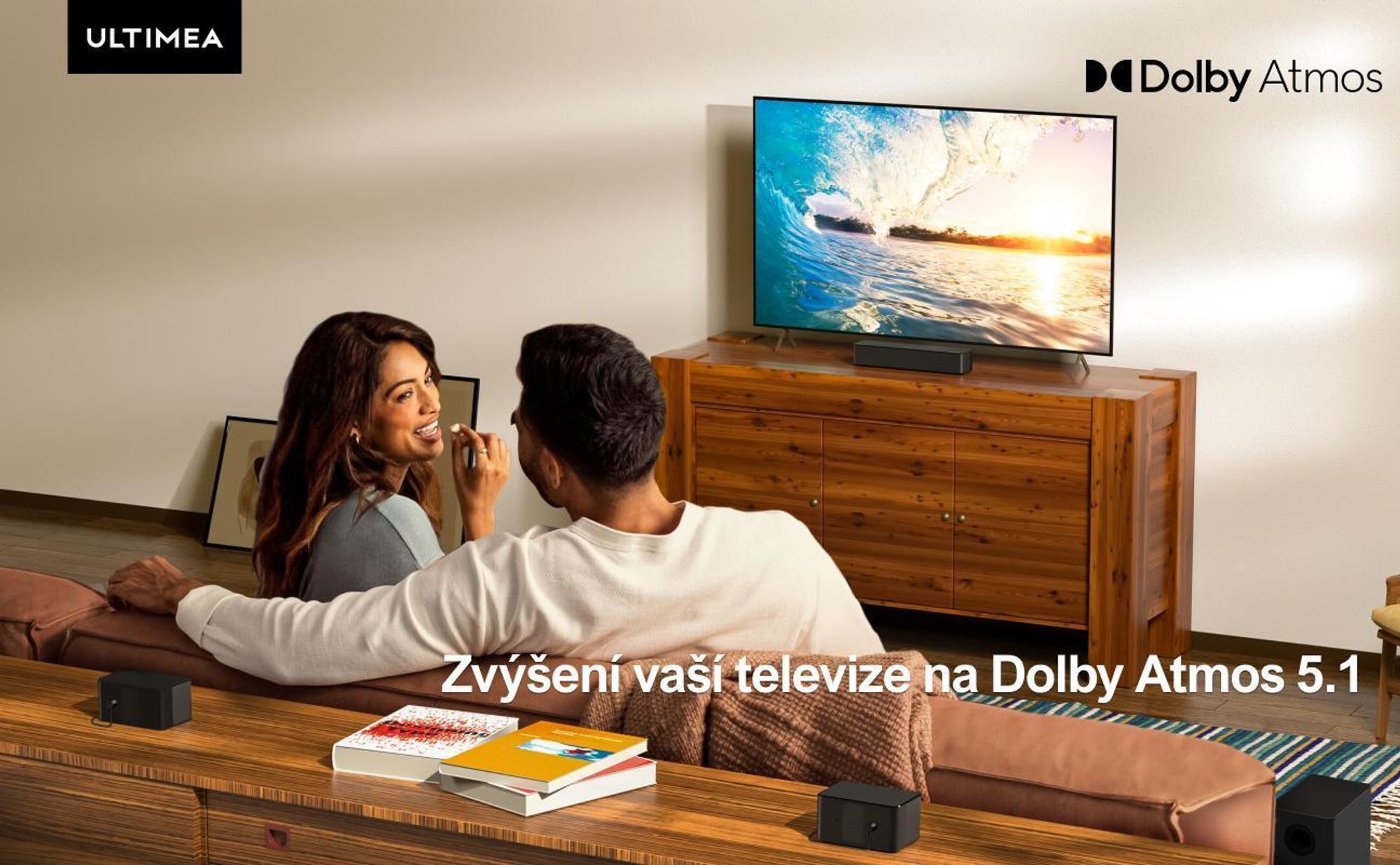 Soundbar ULTIMEA Poseidon D60 5.1 Dolby Atmos (410 W, nastavitelný prostorový zvuk a basy, HDMI eARC)