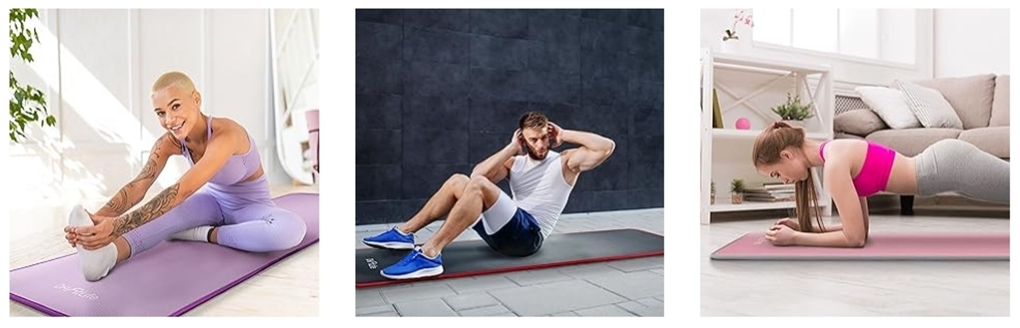 DH FitLife mata treningowa mata fitness, mata sportowa 183*61*1 cm, mata gimnastyczna wyjątkowo odporna na rozdarcia, mata do jogi antypoślizgowa i gruba, mata treningowa (różowa)