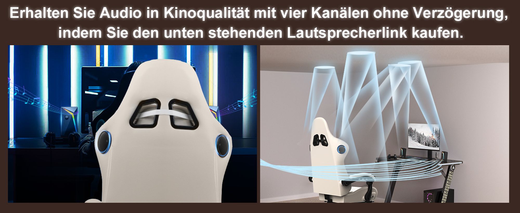 GTPLAYER Gaming-Stuhl ACE PRO, Ergonomischer Bürostuhl Neigbare Armlehnen Mit Fußstütze, Hi-Fi Lautsprecher, Beeindruckende Klang-atmosphäre, Ivory