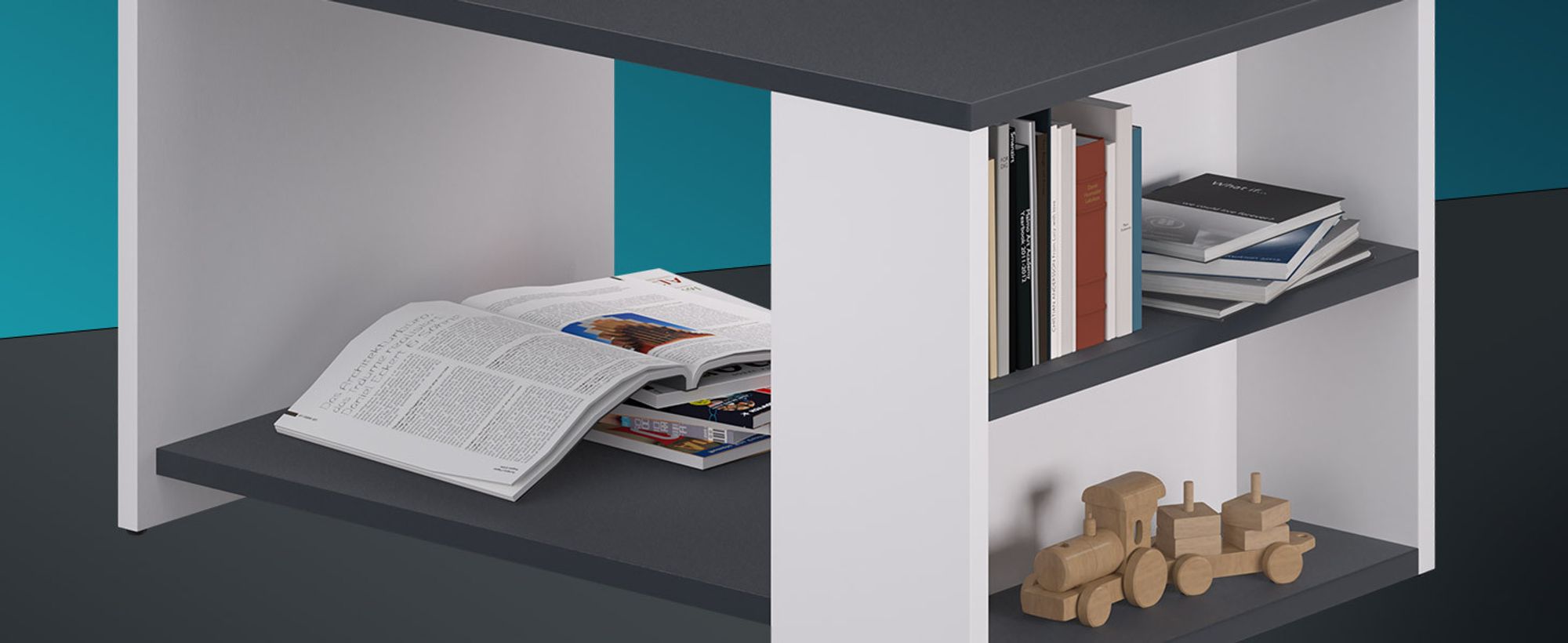 Casaria Couchtisch 'Detroit' – Grau, 90x60 Cm, Mit Stauraum, 50 Kg Belastbar