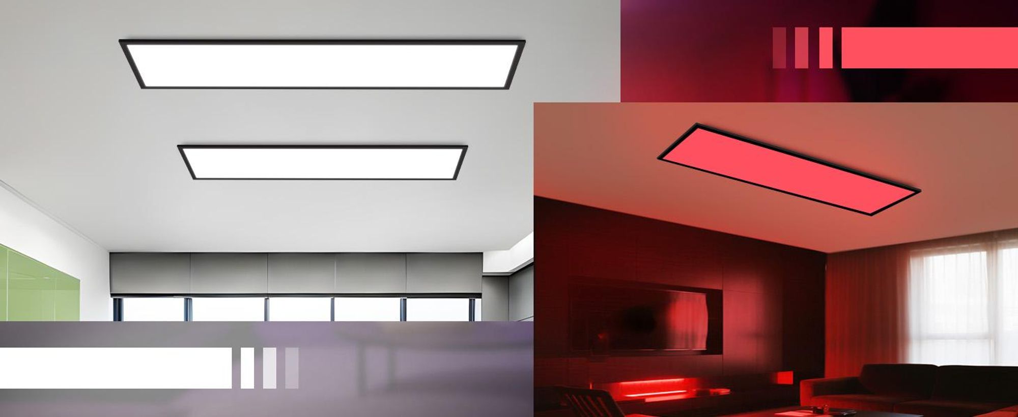 Lampa sufitowa panelowa LED ZMH z funkcją ściemniania, panel sufitowy RGB ze zmianą kolorów, długa, płaska lampa sufitowa z pilotem, duża lampa 24 W do biura, pokoju zabaw i salonu