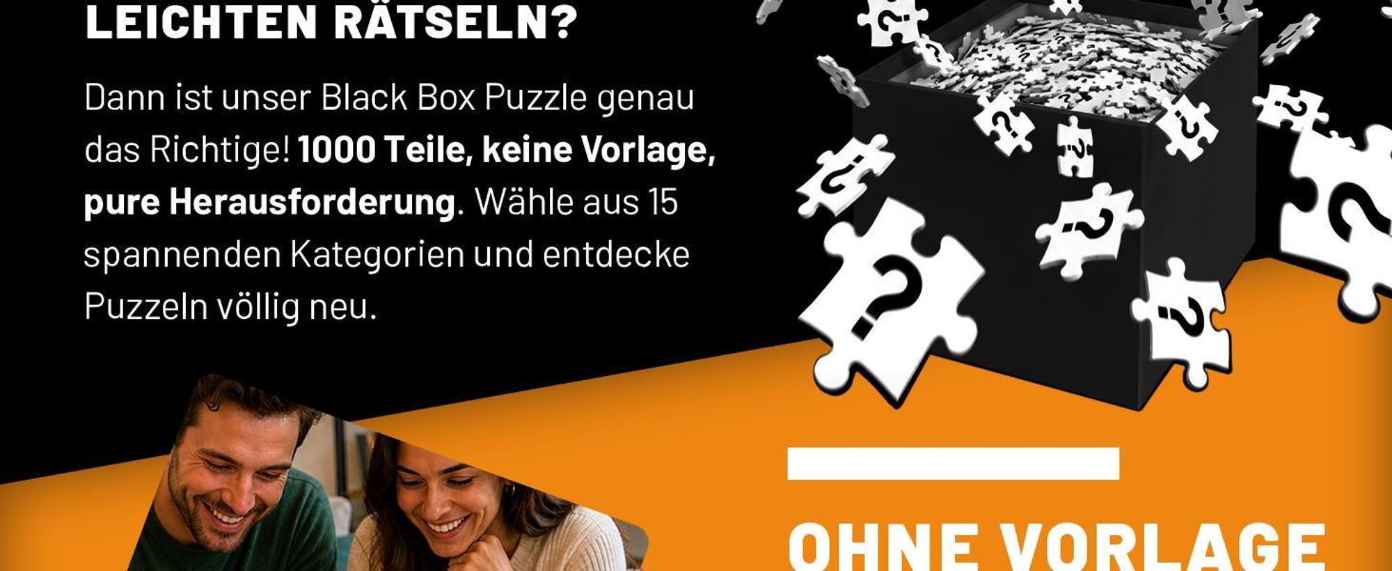 BLACK BOX Puzzle 1000 Teile, Blackbox Puzzel mit Überraschungs-Motiv ohne Vorlage, Impossible Puzzle schwer für Erwachsene und Kinder ab 14 Jahren
