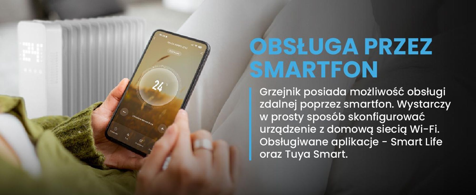 Olejowy grzejnik elektryczny z żeberkami z termostatem i wifi