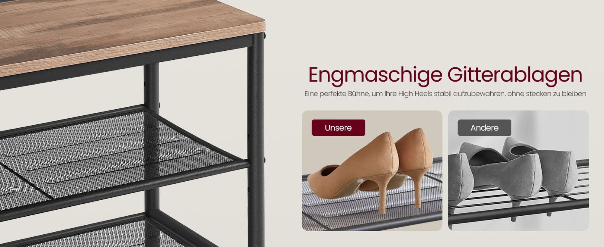 VASAGLE Kleiderständer, Garderobe,mit Haken, Spiegel, Sitzbank, 35 x 98 x 180 cm