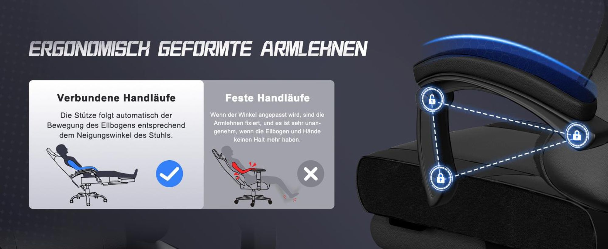 Aiibot Gaming Stuhl, Ergonomischer Gaming Sessel,Schreibtischstuhl,Gamingstuhl mit Fußstütze,Gaming stuhl 150 kg,verstellbare Rückenlehne,Schwarz