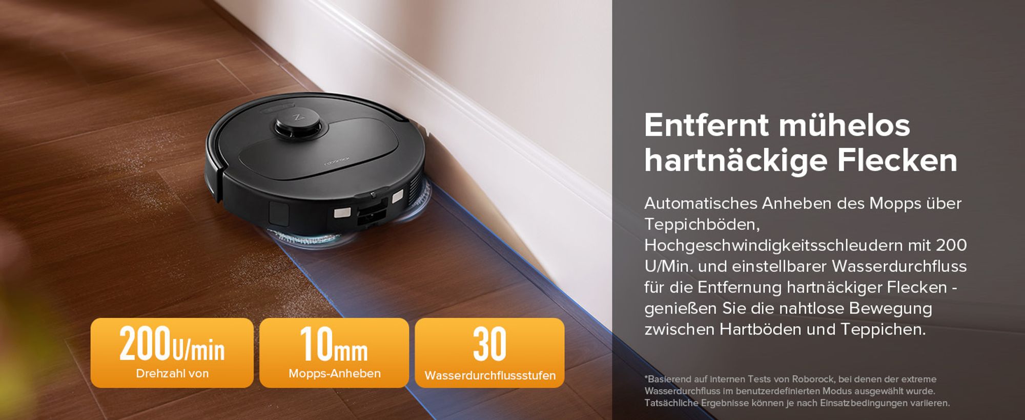 Roborock QV 35S Staubsauger Roboter, 10.000Pa Saugroboter (Upgrade von Qrevo Plus), Anti-Tangle-Bürsten, Anhebbare Schleudermopps (Schwarz)