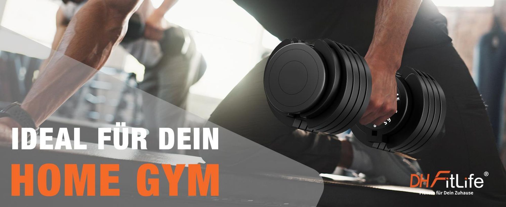 DH FitLife Verstellbare Hanteln 12 kg, 2,5-12 kg, 10 Gewichtsstufen, mit Ablageschale, platzsparend