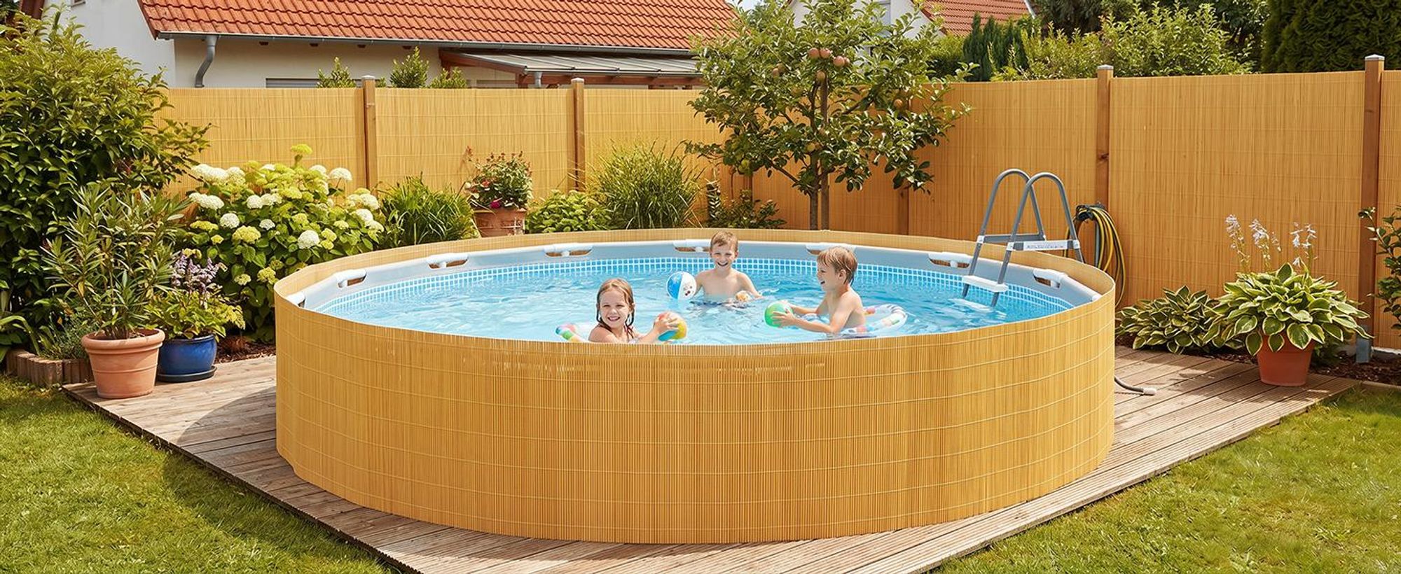 Sekey Balkon Sichtschutz Natürliche Optik Sichtschutzmatte Sichtschutzzaun 80x600cm, Bambusfarbe