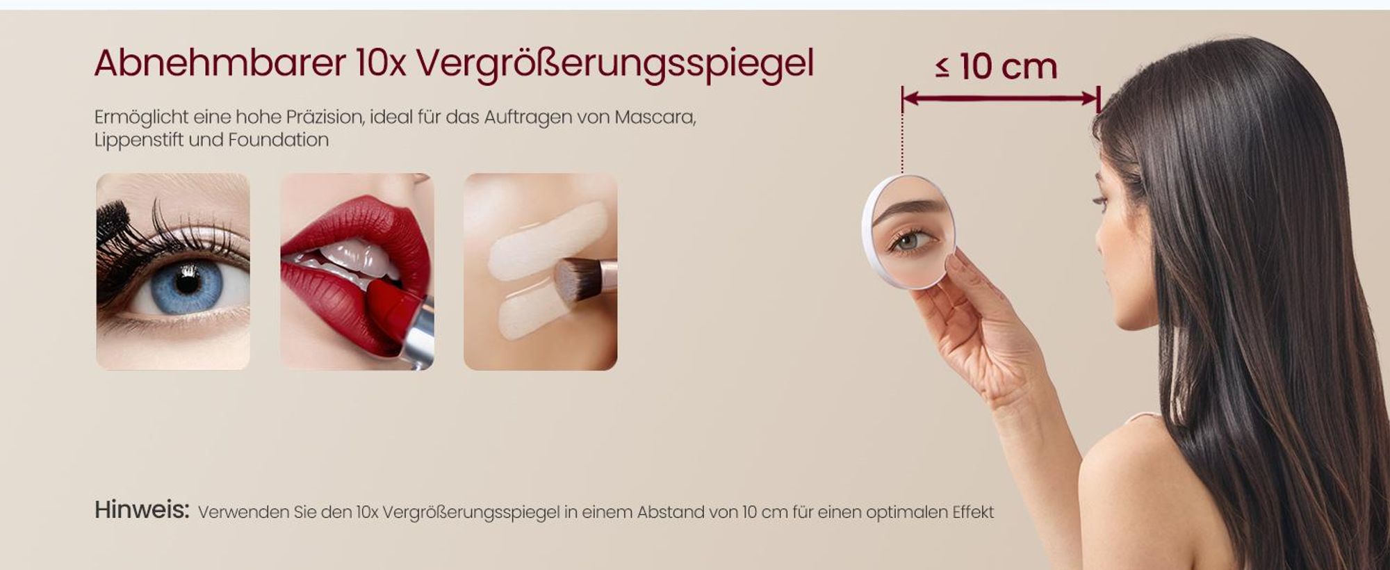 VASAGLE Schminktisch, mit Ladestation, 9 Schubladen, 10x Vergrößerungsspiegel, werkzeuglose Gleitschienen,