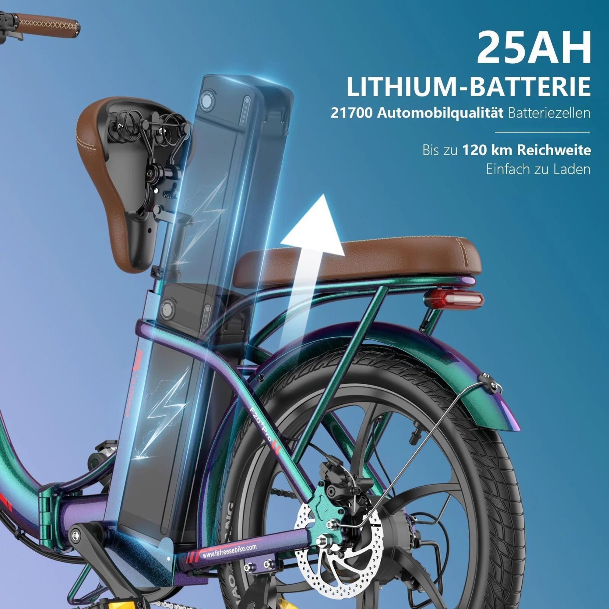 E-Bike FAFREES F20+ Pro - Motor 250W Batterie 36V25Ah 20 Zoll Reifen Mechanische Scheibenbremsen - Aurorablau