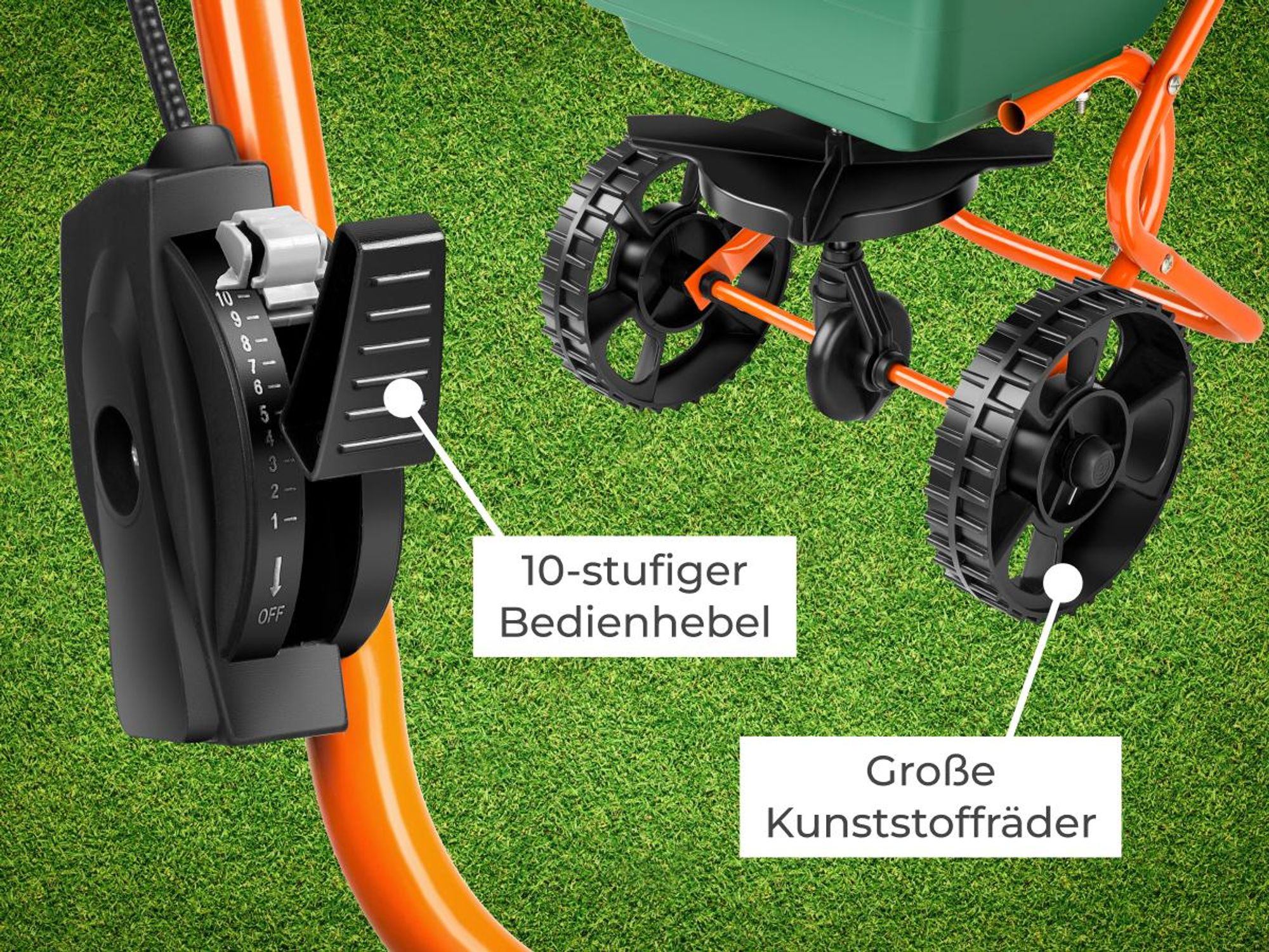 tectake® Streuwagen 25 l 75 x 46 x 105 cm