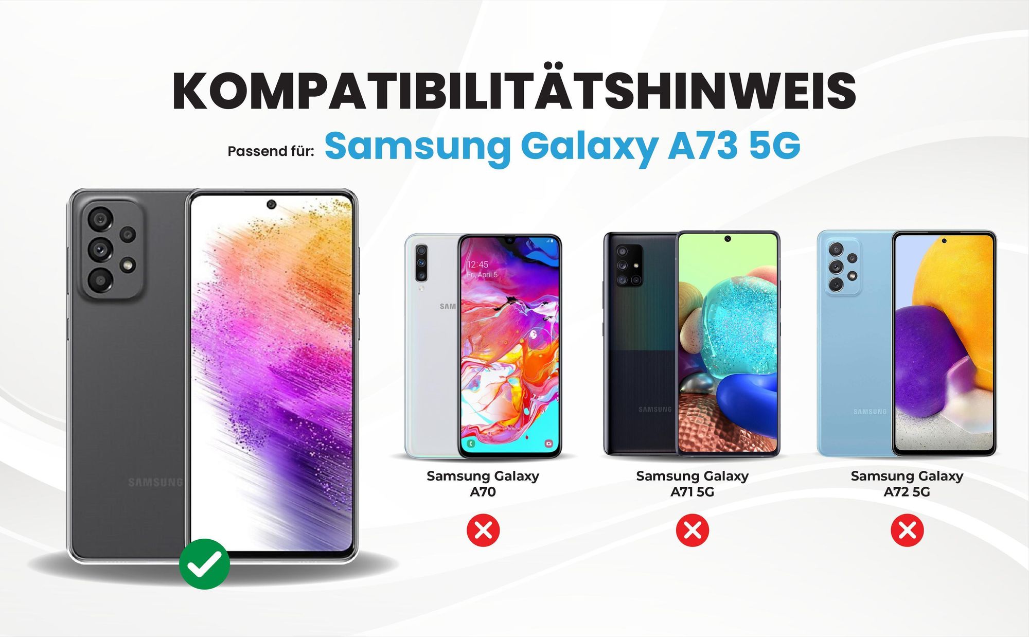 Kompatibilitätshinweise Hülle für Samsung Galaxy A73 5G