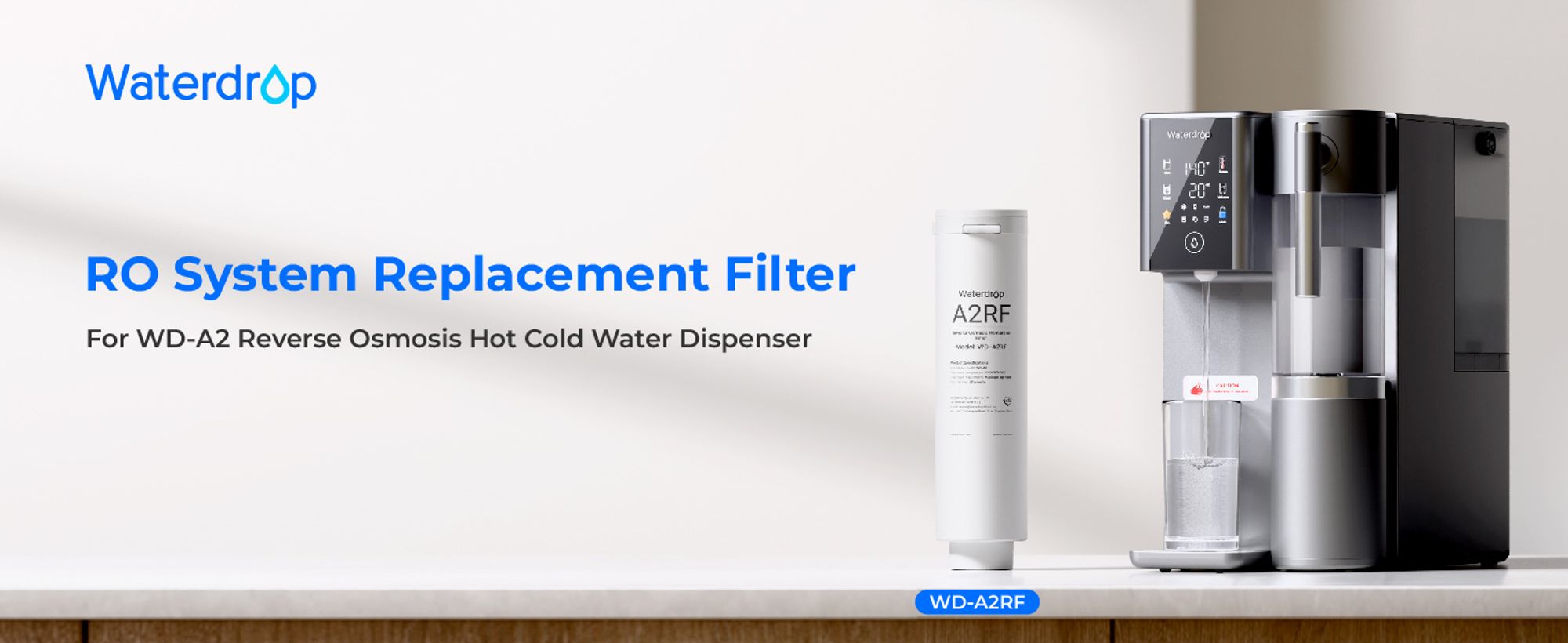 Waterdrop WD-A2RF Filter, Ersatz für WD-A2 Countertop Umkehrosmose-System, 12-Monate Lebenszeit