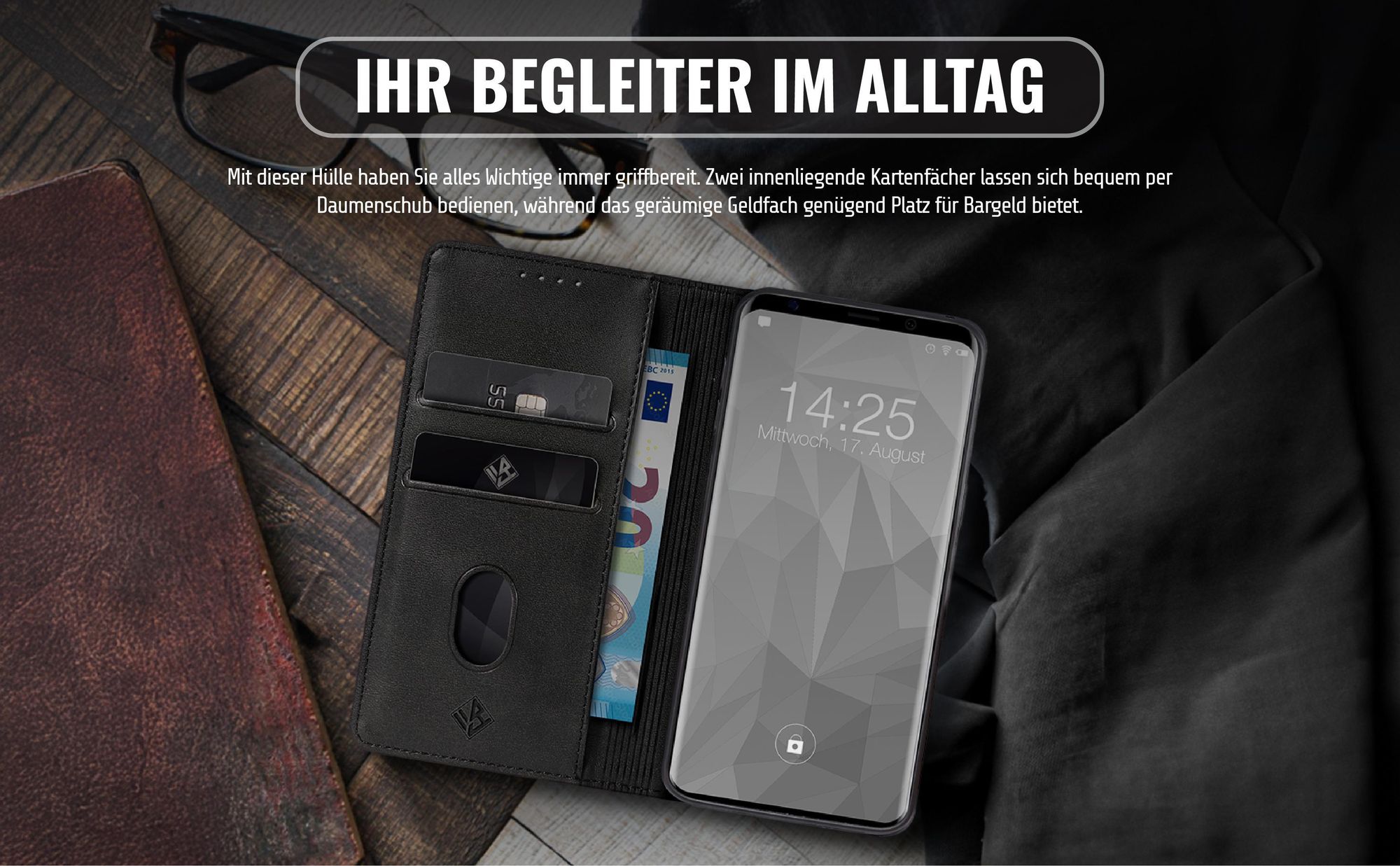 Edle Schutzhülle für Samsung Galaxy S10 mit Kartenfächern und Geldfach