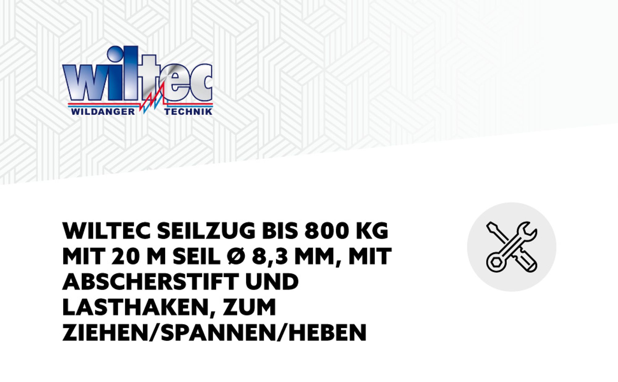 Wiltec Seilzug bis 800 kg Seilwinde mit 20 m Seil, Handseilwinde mit Ø 8,3 mm Stahl-Seil, Forstseilwinde mit Abscherstift, Handseilzug mit Lasthaken
