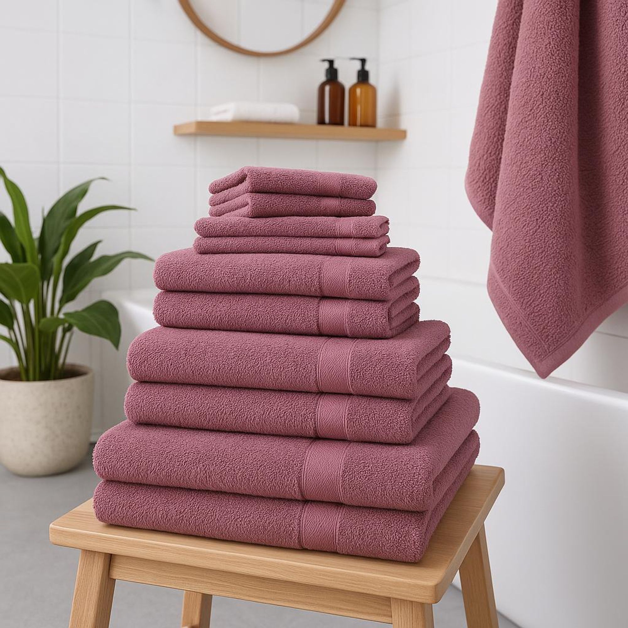 Betz Premium Handtuch-Set 12-teilig – 100% Baumwolle – ® – extra saugfähig & weich – hohe Grammatur – Farbe beere